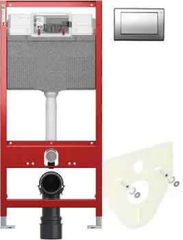 Монтажный элемент для подвесного унитаза + смывная клавиша Tece TECEplanus глянцевый хром 9300302 + 9200010 + 9380014 + 9240311
