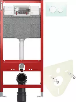 Монтажный элемент для подвесного унитаза + смывная клавиша Tece TECEloop мятный зеленый/белый 9300302 + 9200010 + 9380014 + 9240651