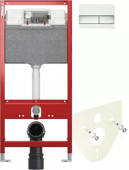 Инсталляция для унитаза Tece TECEsquare 9300302 + 9200010 + 9380014 + 9240802 с кнопкой смыва, белый/хром
