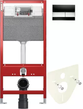Монтажный элемент для подвесного унитаза + смывная клавиша Tece TECEsquare черный/глянцевый хром 9300302 + 9200010 + 9380014 + 9240807