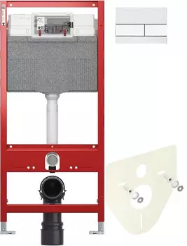 Инсталляция для унитаза Tece TECEsquare 9300302 + 9200010 + 9380014 + 9240800 с кнопкой смыва, белый