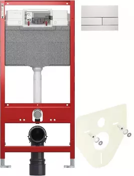 Инсталляция для унитаза Tece TECEsquare II 9300302 + 9200010 + 9380014 + 9240830 с кнопкой смыва, нержавеющая сталь