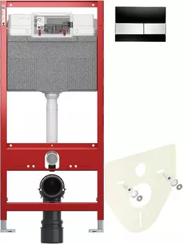 Монтажный элемент для подвесного унитаза + смывная клавиша Tece TECEsquare черный/нержавеющая сталь с покрытием против отпечатков пальцев 9300302 + 9200010 + 9380014 + 9240806