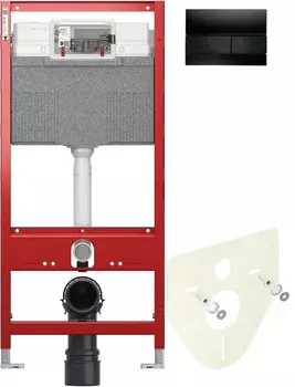 Монтажный элемент для подвесного унитаза + смывная клавиша Tece TECEsquare черный 9300302 + 9200010 + 9380014 + 9240809