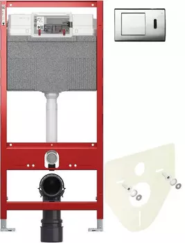 Монтажный элемент для подвесного унитаза + смывная клавиша Tece TECEplanus глянцевый хром 9300302 + 9200010 + 9380014 + 9240353 + 9810003