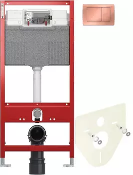 Монтажный элемент для подвесного унитаза + смывная клавиша Tece TECEplanus состаренная медь 9300302 + 9200010 + 9380014 + 9240365