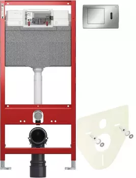 Монтажный элемент для подвесного унитаза + смывная клавиша Tece TECEplanus нержавеющая сталь 9300302 + 9200010 + 9380014 + 9240350