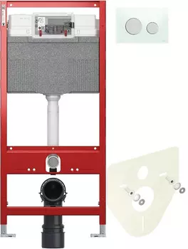 Монтажный элемент для подвесного унитаза + смывная клавиша Tece TECEloop мятный зеленый/матовый хром 9300302 + 9200010 + 9380014 + 9240652