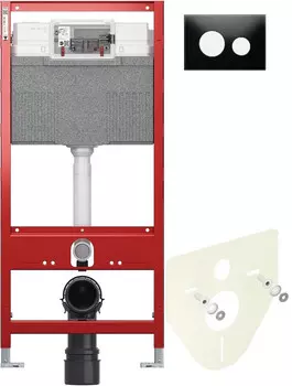 Монтажный элемент для подвесного унитаза + смывная клавиша Tece TECEloop черный/белый 9300302 + 9200010 + 9380014 + 9240654