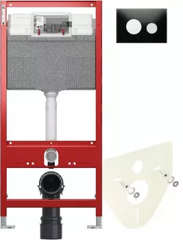 Инсталляция для унитаза Tece TECEloop 9300302 + 9200010 + 9380014 + 9240656 с кнопкой смыва, черный/хром