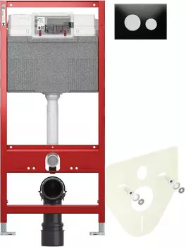 Монтажный элемент для подвесного унитаза + смывная клавиша Tece TECEloop черный/матовый хром 9300302 + 9200010 + 9380014 + 9240655