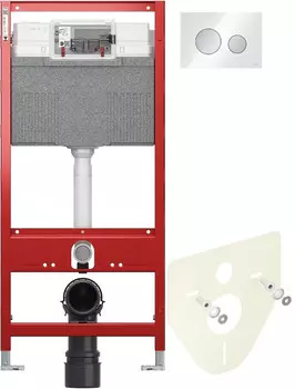Монтажный элемент для подвесного унитаза + смывная клавиша Tece TECEloop белый/матовый хром 9300302 + 9200010 + 9380014 + 9240659