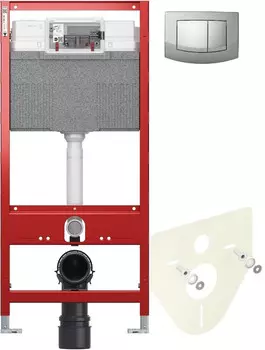 Монтажный элемент для подвесного унитаза + смывная клавиша Tece TECEambia матовый хром/глянцевый хром 9300302 + 9200010 + 9380014 + 9240253