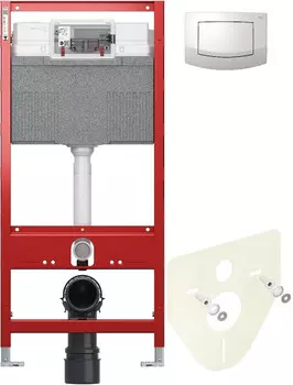 Монтажный элемент для подвесного унитаза + смывная клавиша Tece TECEambia белый антибактериальное покрытие 9300302 + 9200010 + 9380014 + 9240140