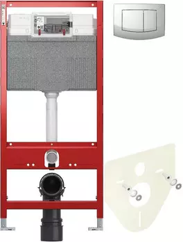 Инсталляция для унитаза Tece TECEambia 9300302 + 9200010 + 9380014 + 9240225 с кнопкой смыва, матовый хром