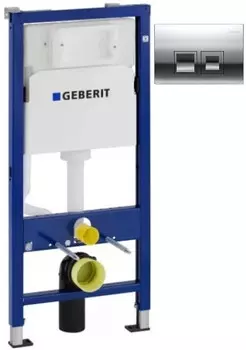 Инсталляция для унитаза Geberit DuofixBasic Delta50 458.103.00.1 + 115.135.21.1 с кнопкой смыва, хром