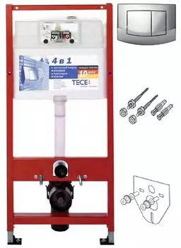 Монтажный элемент для подвесного унитаза + смывная клавиша Tece TECEambia глянцевый хром 9400005