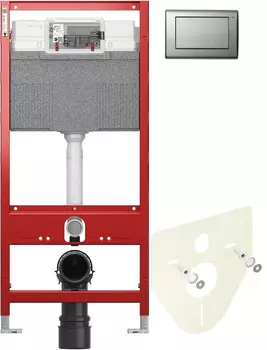 Инсталляция для унитаза Tece TECEplanus 9300302 + 9200010 + 9380014 + 9240310 с кнопкой смыва, нержавеющая сталь
