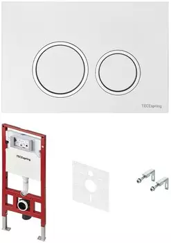 Инсталляция для унитаза Tece TECEspring R S955103 с кнопкой смыва, белый глянец/хром/белый глянец