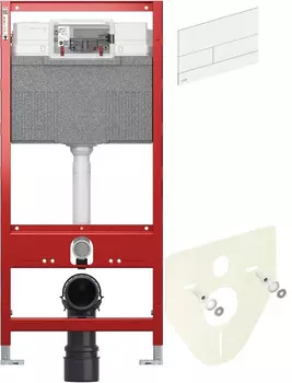 Инсталляция для унитаза Tece TECEsquare II 9300302 + 9200010 + 9380014 + 9240834 с кнопкой смыва, белый матовый