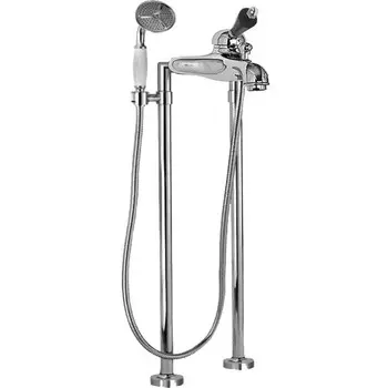 Напольный смеситель для ванны с ручным душем хром, ручка Swarovski Nero Cezares Vintage VINTAGE-VDPM-01-Sw-N