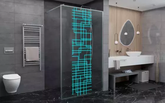 Неподвижная перегородка 100 см Deto LC100 прозрачное с рисунком