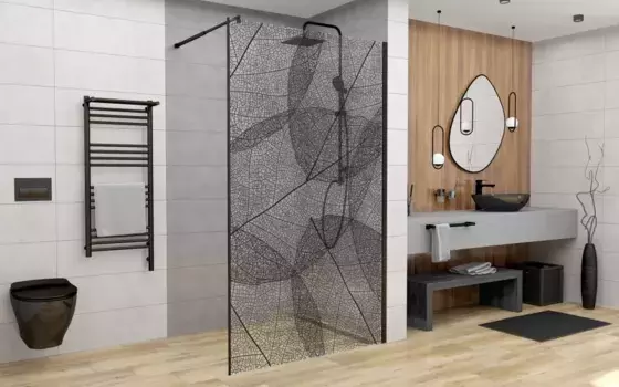 Неподвижная перегородка 120 см Deto MB120 прозрачное с рисунком