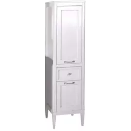 Пенал напольный белый серебряная патина ASB-Woodline Гранда