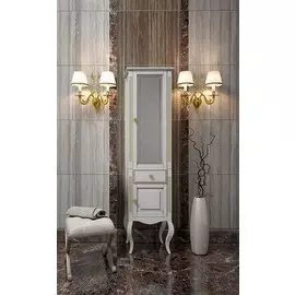 Пенал напольный белый золотая патина Opadiris Лаура Z0000006524