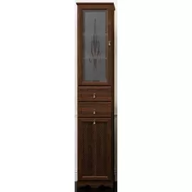 Пенал напольный орех антикварный с бельевой корзиной матовое стекло Opadiris Тибет Z0000003585