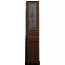 Пенал напольный орех антикварный с бельевой корзиной матовое стекло Opadiris Тибет Z0000003916