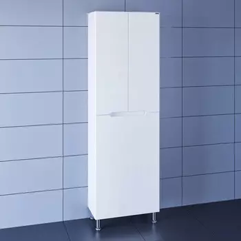 Пенал напольный с бельевой корзиной белый глянец Санта Лондон 524006