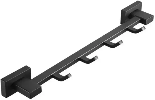 Планка с крючками Belz B90315-4 для ванны, черный матовый