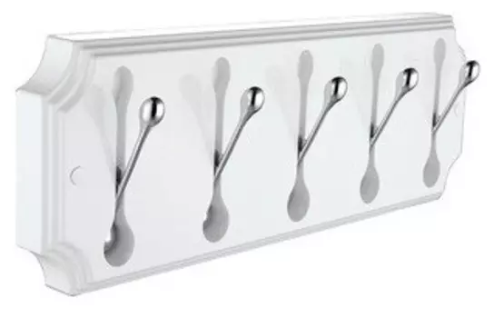 Планка с крючками Elghansa Hermitage HRM-690-WHITE/CHROME для ванны, хром/белый