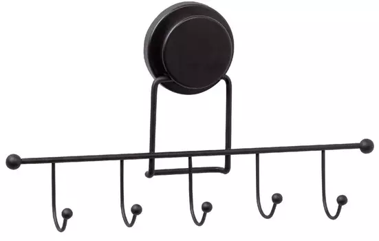 Планка с крючками Fixsen Magic Black FX-45005-5 для ванны, черный матовый