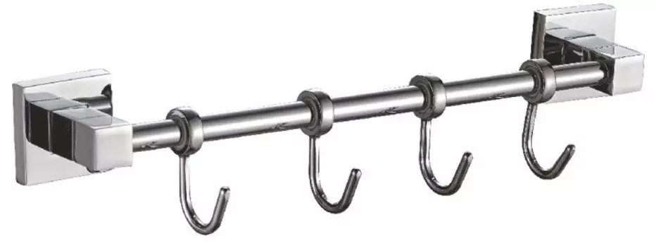 Планка с крючками Haiba HB8615-4 для ванны, хром