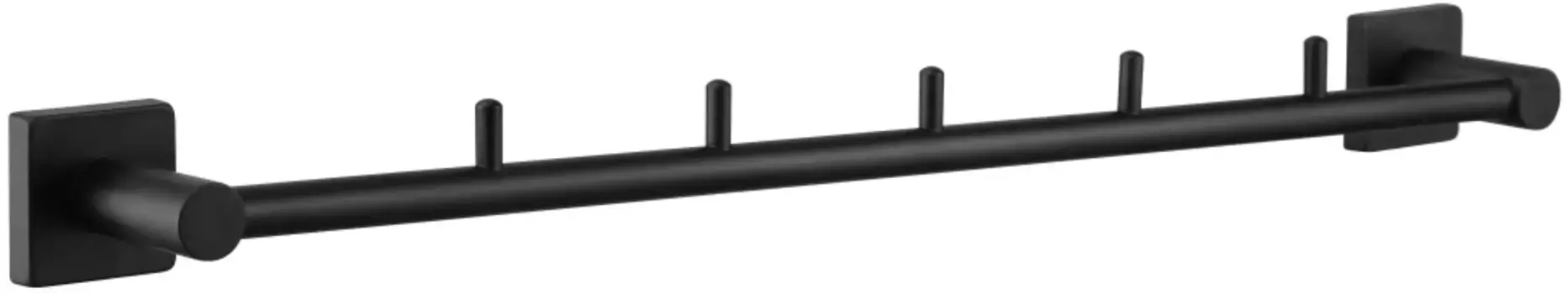 Планка с крючками RainBowL Cube 2731-5BP для ванны, черный матовый