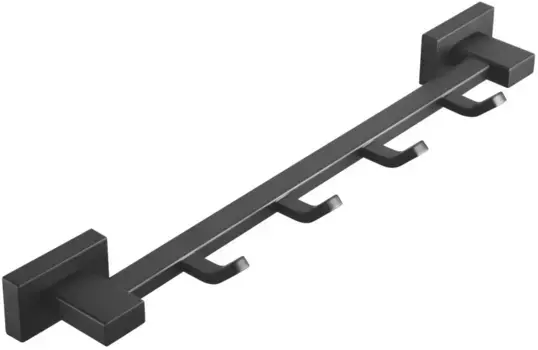 Планка с крючками Shevanik SG5641H для ванны, черный матовый