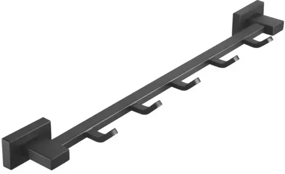 Планка с крючками Shevanik SG5651H для ванны, черный матовый