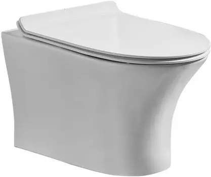 Унитаз подвесной Orange C01-100W безободковый, с сиденьем микролифт, белый глянец