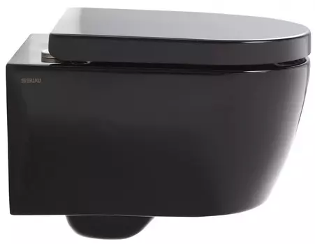 Подвесной безободковый унитаз с сиденьем микролифт SSWW CT2038BLACK