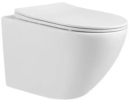 Унитаз подвесной Abber Bequem AC1100 безободковый, с сиденьем микролифт, белый