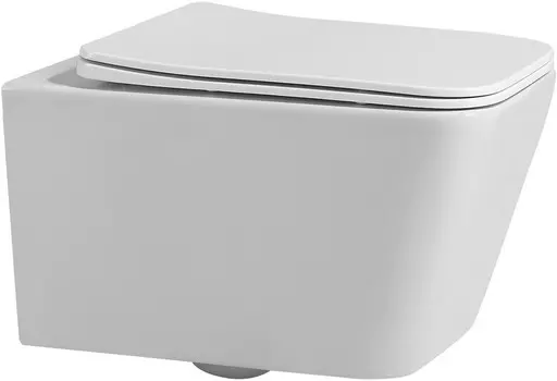 Унитаз подвесной Abber Rechteck AC1201 безободковый, с сиденьем микролифт, белый