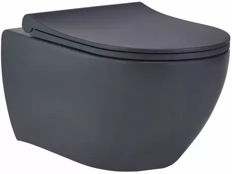 Унитаз подвесной beWash Bogen 88303280 безободковый, с сиденьем микролифт, антрацит матовый
