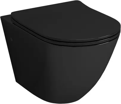 Унитаз подвесной Grossman GR-4411BS безободковый, с сиденьем микролифт, черный глянец