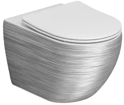 Унитаз подвесной Grossman GR-4411SWS безободковый, с сиденьем микролифт, белый/серебряный