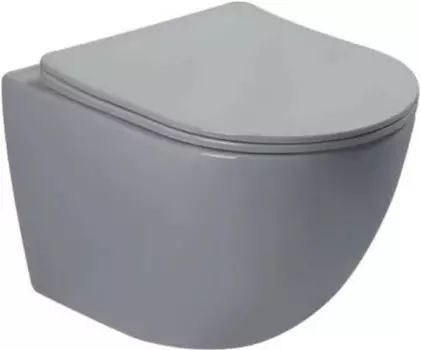 Унитаз подвесной SantiLine SL-5005MG безободковый, с сиденьем микролифт, серый матовый