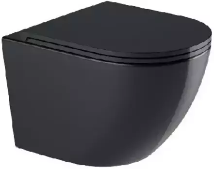 Унитаз подвесной WeltWasser Merzbach 043 GL-BL безободковый, торнадо, с сиденьем микролифт, черный глянец