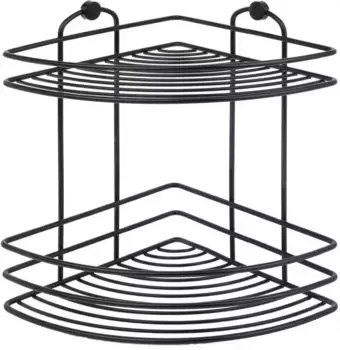Полка для ванной Tekno-tel BK022B 20x20 см, угловая, двойная, черный матовый