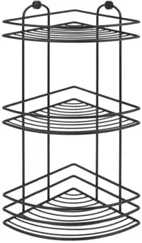 Полка для ванной Tekno-tel BK023B 20x20 см, угловая, тройная, черный матовый